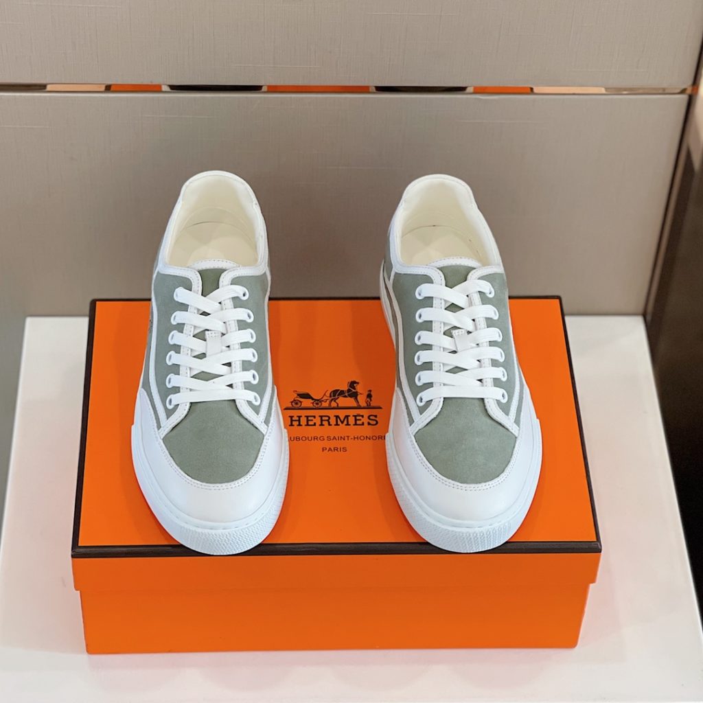 Herme * Emma GET Men's sneakers H Canvas and calfskin sneakers are decorated with the brand logo template cut-out logo. Suitable for spring and summer wear, creating a fashionable look. Cotton canvas and calf leather, goat leather lining, rubber outsole size: 39-44 (38.45 custom made)