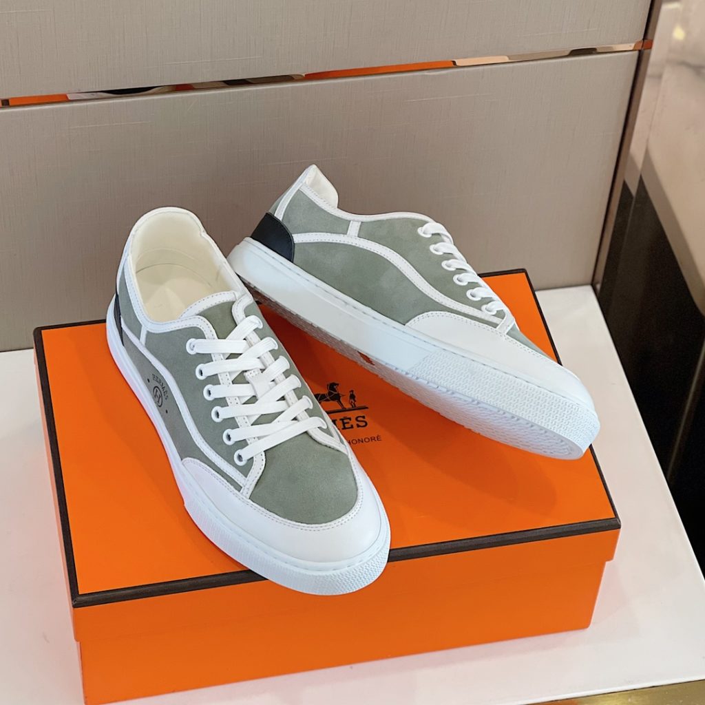 Herme * Emma GET Men's sneakers H Canvas and calfskin sneakers are decorated with the brand logo template cut-out logo. Suitable for spring and summer wear, creating a fashionable look. Cotton canvas and calf leather, goat leather lining, rubber outsole size: 39-44 (38.45 custom made)