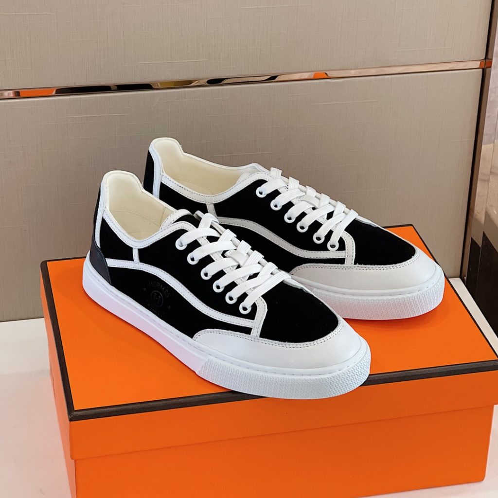 Herme * Emma GET Men's sneakers H Canvas and calfskin sneakers are decorated with the brand logo template cut-out logo. Suitable for spring and summer wear, creating a fashionable look. Cotton canvas and calf leather, goat leather lining, rubber outsole size: 39-44 (38.45 custom made)