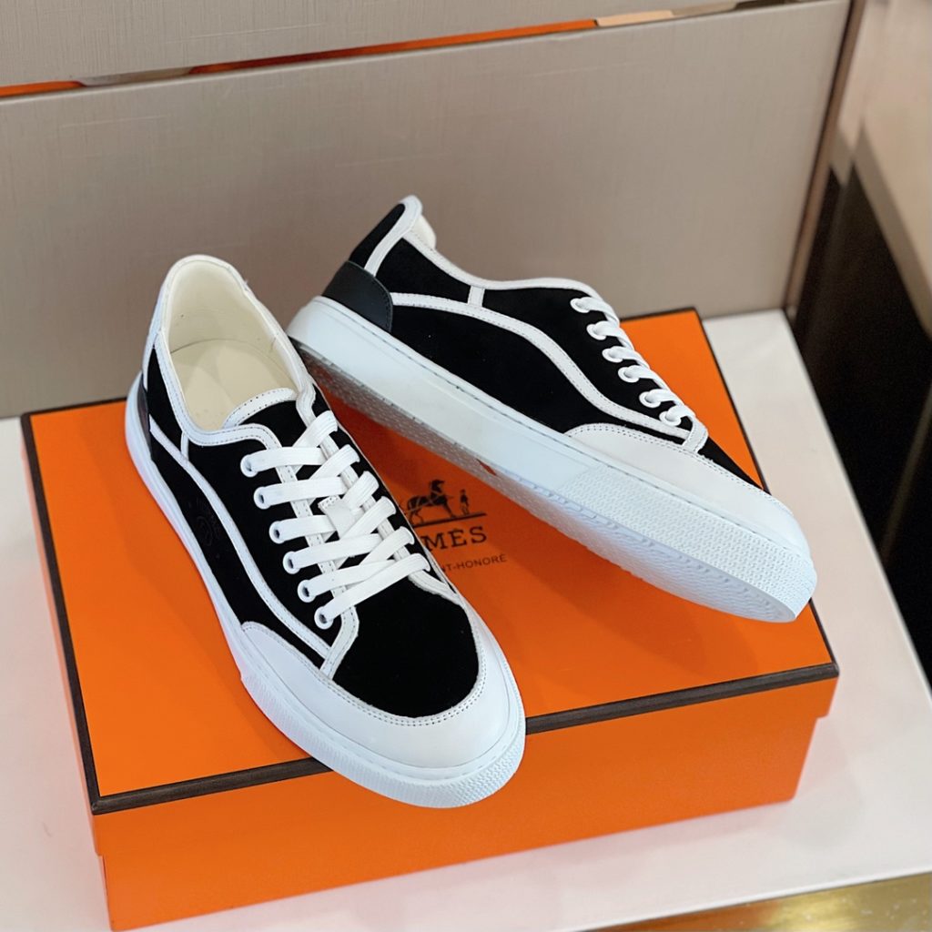 Herme * Emma GET Men's sneakers H Canvas and calfskin sneakers are decorated with the brand logo template cut-out logo. Suitable for spring and summer wear, creating a fashionable look. Cotton canvas and calf leather, goat leather lining, rubber outsole size: 39-44 (38.45 custom made)