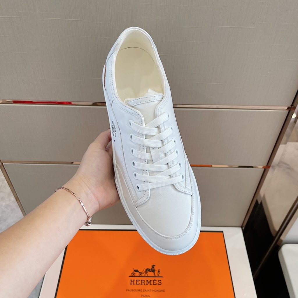 Herme * Emma GET Men's sneakers H Canvas and calfskin sneakers are decorated with the brand logo template cut-out logo. Suitable for spring and summer wear, creating a fashionable look. Cotton canvas and calf leather, goat leather lining, rubber outsole size: 39-44 (38.45 custom made)