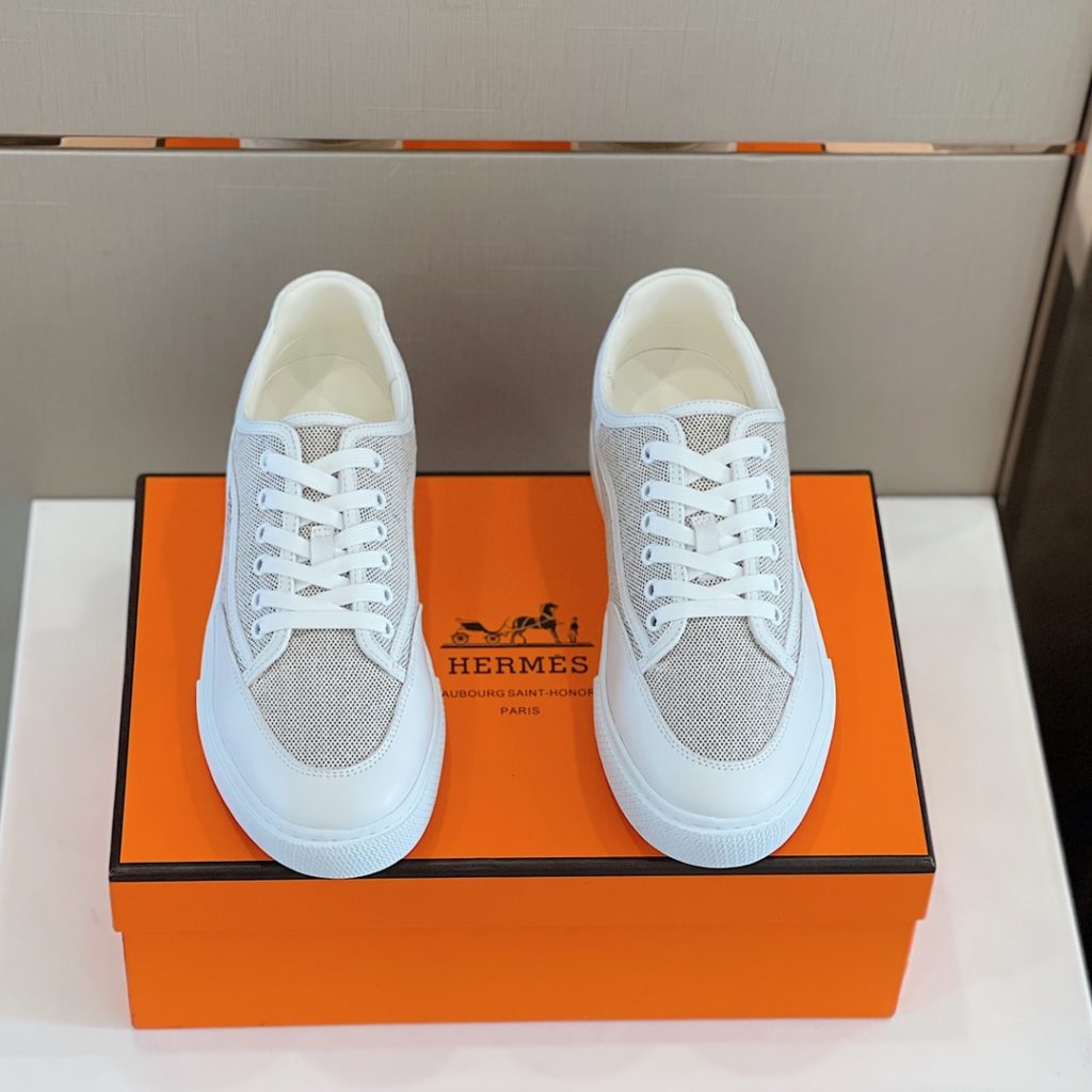 Herme * Emma GET Men's sneakers H Canvas and calfskin sneakers are decorated with the brand logo template cut-out logo. Suitable for spring and summer wear, creating a fashionable look. Cotton canvas and calf leather, goat leather lining, rubber outsole size: 39-44 (38.45 custom made)