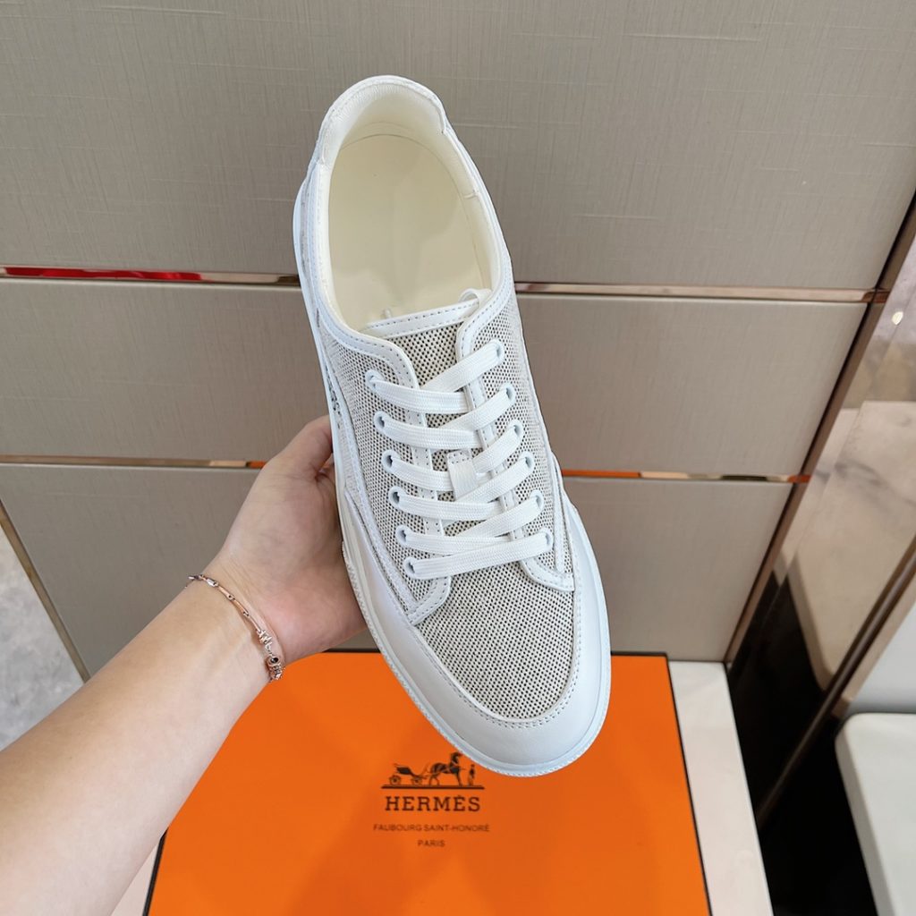 Herme * Emma GET Men's sneakers H Canvas and calfskin sneakers are decorated with the brand logo template cut-out logo. Suitable for spring and summer wear, creating a fashionable look. Cotton canvas and calf leather, goat leather lining, rubber outsole size: 39-44 (38.45 custom made)
