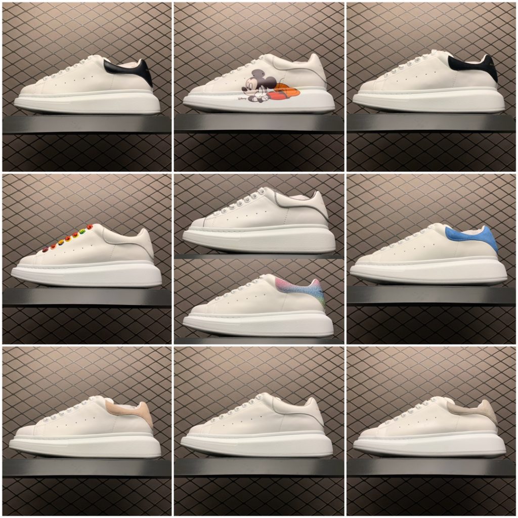Alexander McQueen Pure White Fabric Made of Imported Silk Matte Original Cowhide (Latest Material), Water Dyed Sheepskin Inner Lining, Cowhide Pads, Original outsole with Excellent Resilience, Durable and Comfortable Sole Thickness 4.5CM Full Set of Original Packaging In and Out Counter Pressure Free Size: 35 36 37 38 39 40 41 42 43 44