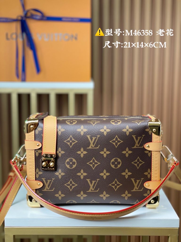 [Side trunk pm handbag] M46358 Old Flower (yellow leather) has a strong soft shape with a strong image, sharp edges and strong edges. The classic Monogram Old Flower interpretation in the box shape is particularly unique in the complex package world, and the upper body is also superb. Any scene is very popular, and there is street style, with a large capacity. Size: 21 × fourteen × 6CM