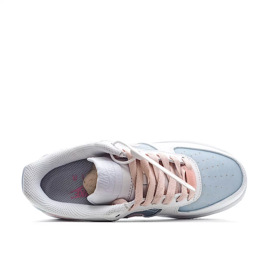 Officially popular customized PS5 video game theme Nike Air Force 1 Low '07 White Blue Pink Air Force One low top casual board shoes Customized leather, original tree, original cardboard, pure air force version, built-in full-length air cushion 9