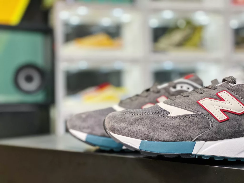 The original box is labeled as New Balance/New Bailun Classic Wolf Grey Limited Edition 3M Reflective M998CH Combination Sole, Authentic Shoe, Authentic Size 10
