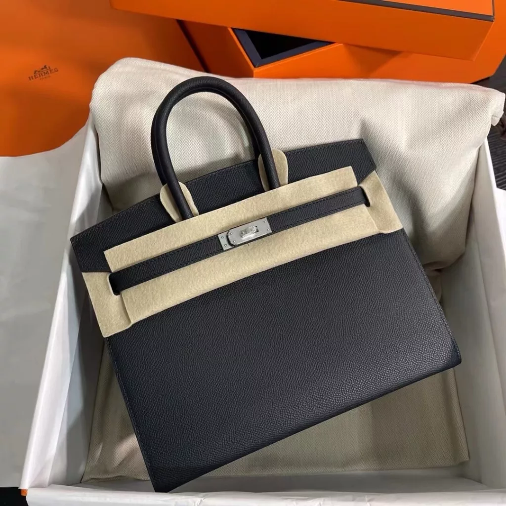 Hermes birkin 25 black silver buckle