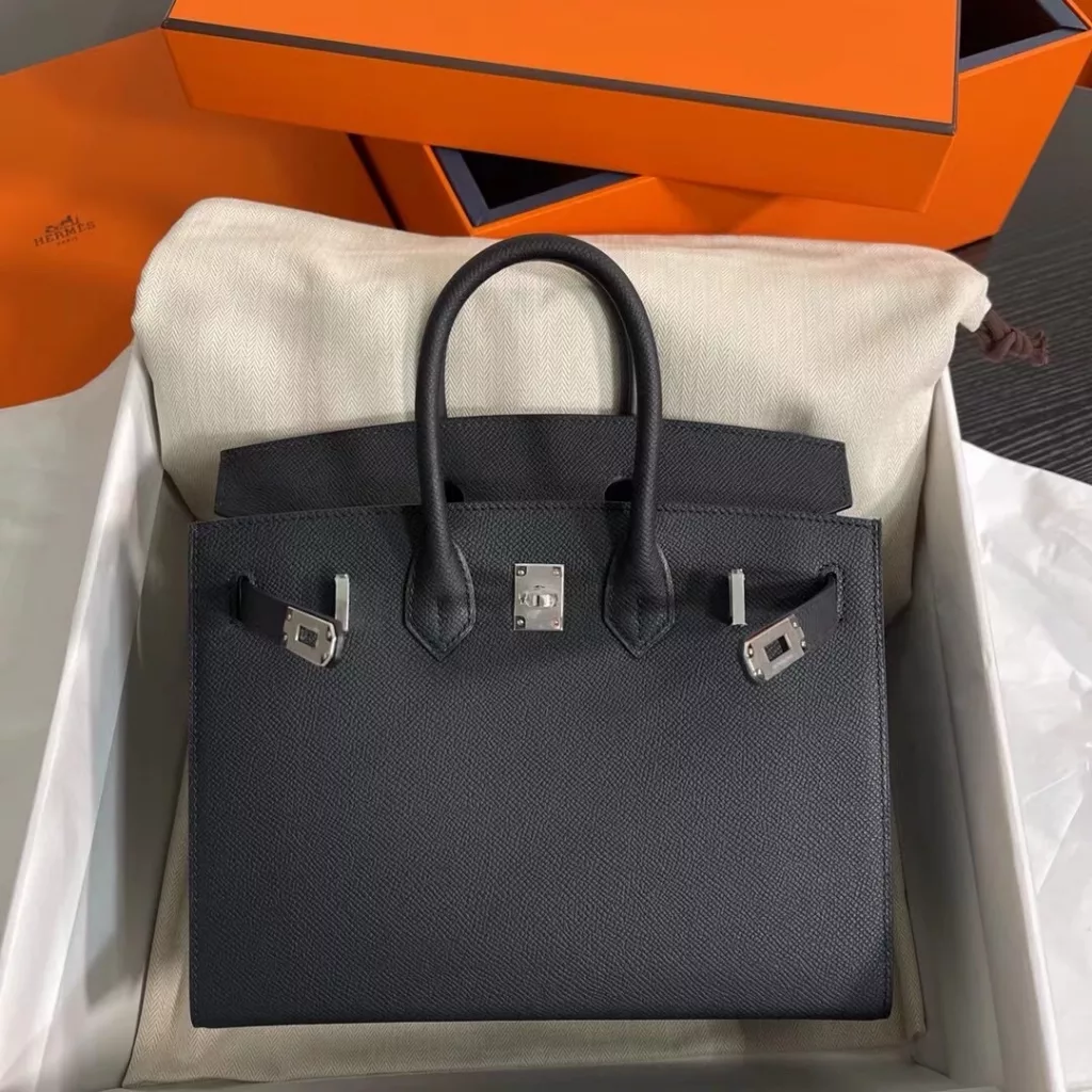 Hermes birkin 25 black silver buckle