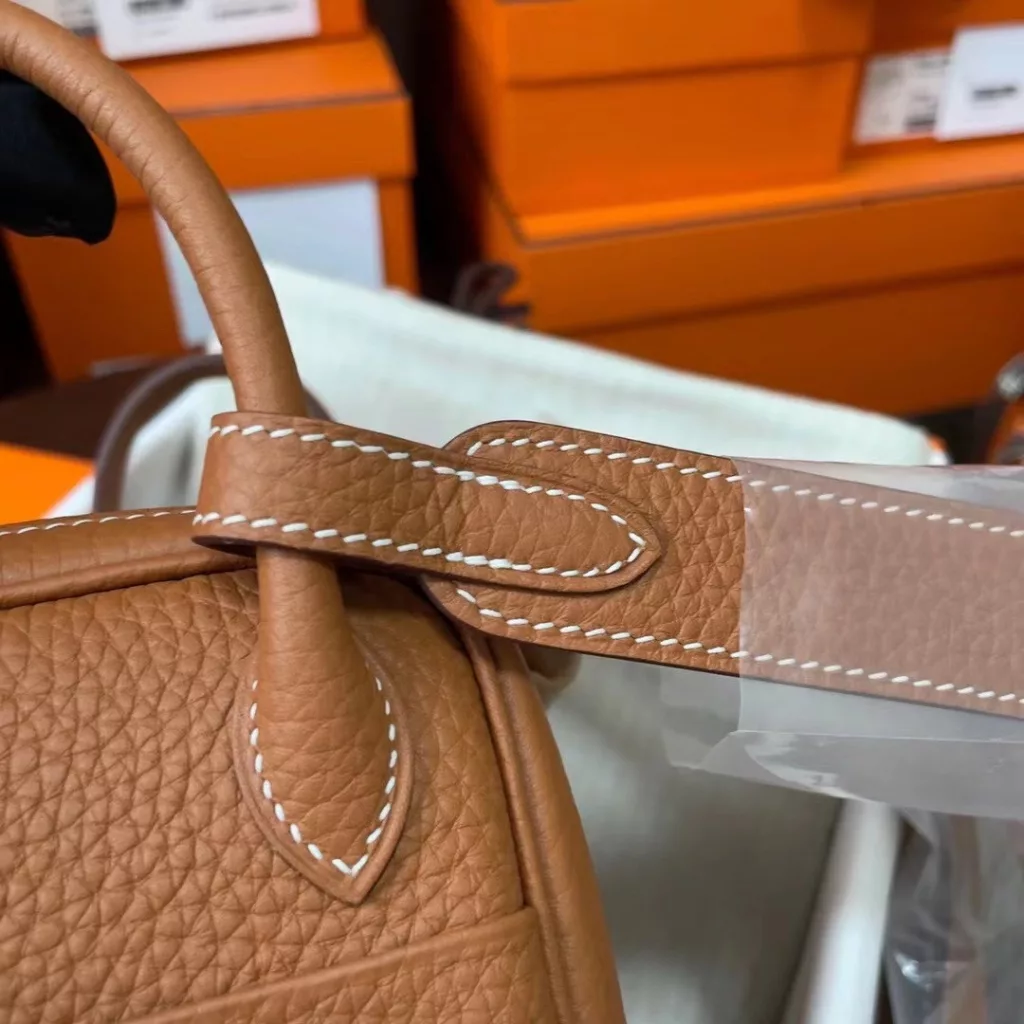 Hermes mini lindy gold buckle brown
