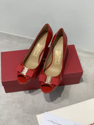 salvatore Ferragao ✔️Ferramo counter bowknot fish mouth open toe high heel single shoes✔️OL essential shoes✔️Dignified and elegant✔️Little fairy long legs artifact