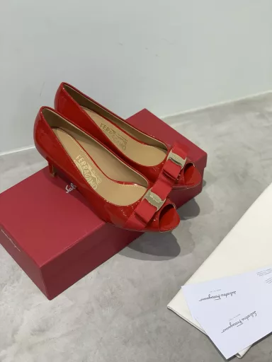 salvatore Ferragao ✔️Ferramo counter bowknot fish mouth open toe high heel single shoes✔️OL essential shoes✔️Dignified and elegant✔️Little fairy long legs artifact