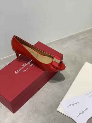 salvatore Ferragao ✔️Ferramo counter bowknot fish mouth open toe high heel single shoes✔️OL essential shoes✔️Dignified and elegant✔️Little fairy long legs artifact
