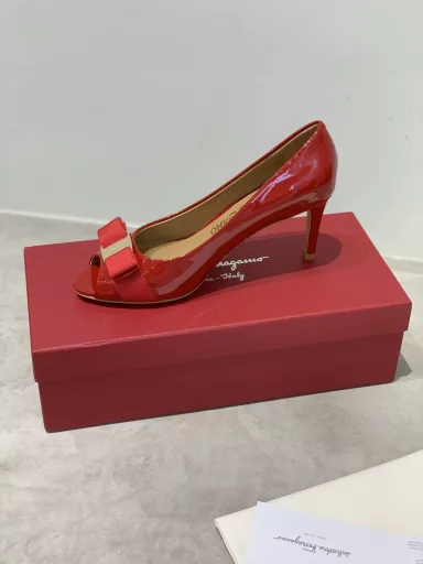 salvatore Ferragao ✔️Ferramo counter bowknot fish mouth open toe high heel single shoes✔️OL essential shoes✔️Dignified and elegant✔️Little fairy long legs artifact