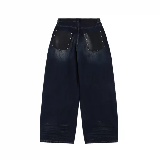 Acne Studios25 new leather pocket orange jeans🔥Official website synchronized quality AC new god pants denim trousersHeavy washed hand-painted hair beard craftsmanship, wide-leg version. Unisex style