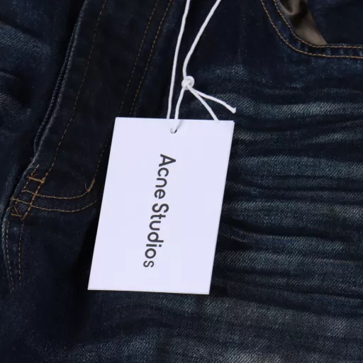 Acne Studios25 new leather pocket orange jeans🔥Official website synchronized quality AC new god pants denim trousersHeavy washed hand-painted hair beard craftsmanship, wide-leg version. Unisex style
