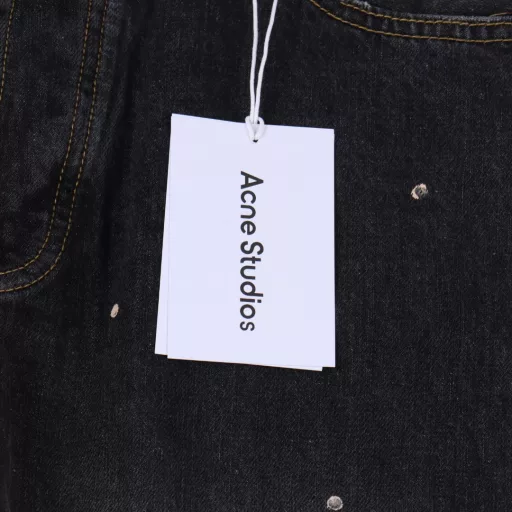 Acne Studios 25 new washed hand-painted ink-splashed jeansOfficial quality🔥Ink-splashing craft.ac wide-leg distressed denim trousersLoose version. Unisex style