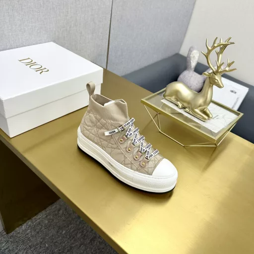Dior 2023 autumn and winter new Walk'n thick-soled lace-up casual skateboard shoes logo webbing dark flower woven color-blocked canvas couple's sneakers top high-end version on the market