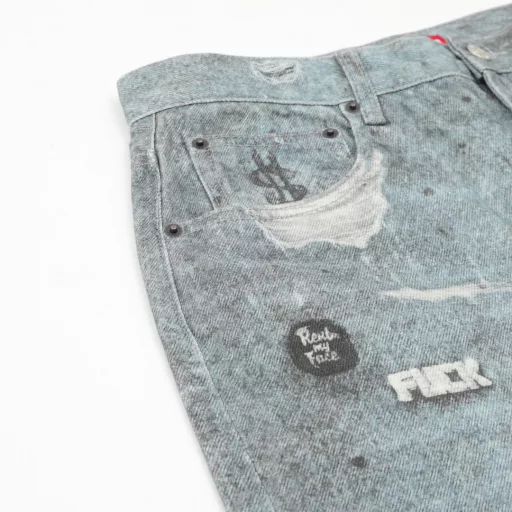 Supreme x HJR Trompe L'oeil Hooded Work Jacket Artist Collaboration Trompe l'oeil Graffiti Print Jeans