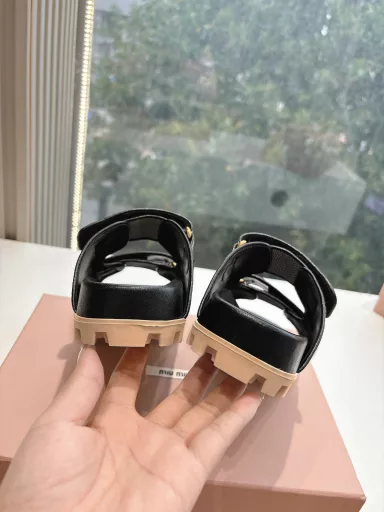 Miu Miu 2025 Spring and Summer Series Thick-soled Velcro Slippers SandalsZp Development Original Disassembly Matching Edition Miu is really too girly