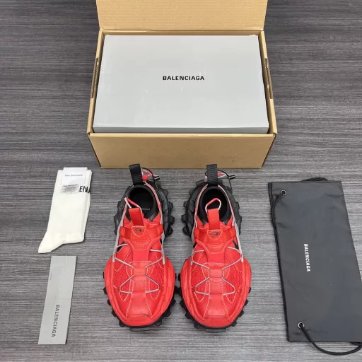 Balenciaga Spring 25 Hiking Sneakers. Balenciaga Spring 25 Hiking features adjustable cords, a wide tread and a slender pointed toe. The cords not only add an extra layer to the upper but also help ensure the security of the sneaker. The worn-in effect applied to the sneaker gives it a heavily used feel.