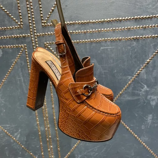 GUCCI counter's latest waterproof platform series [Celebrate][Celebrate][Celebrate]Gucci catwalk style inner platform hollow back sandals leading the fashion mainstream,Shoes: imported cowhide. Crocodile pattern cowhide