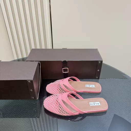 Alaia Fishnet Flip Flops Series New Products❤️Hot item, popular aesthetic nowadays. But it should be this year🔥, this brand will probably be gone after this year, so take advantage of the popularity and be fashionable