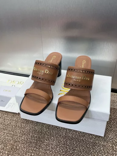 Dior 2025 spring/summer new D-Lane jelly color hollow thick heel women's shoes CD letter logo hardware buckle low heel round head open toe slippers market top version