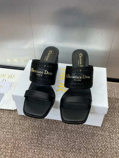 Dior 2025 spring/summer new D-Lane jelly color hollow thick heel women's shoes CD letter logo hardware buckle low heel round head open toe slippers market top version