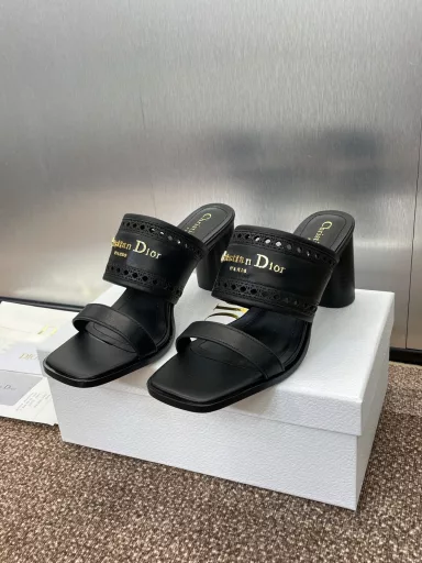 Dior 2025 spring/summer new D-Lane jelly color hollow thick heel women's shoes CD letter logo hardware buckle low heel round head open toe slippers market top version