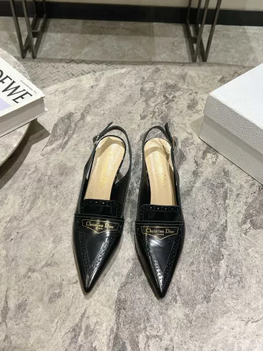 Dio*r 2025 spring/summer the latest Boy-D circle with perforated block style pointed high heel women's sandals star the same CD letter logo hardware buckle low heel hollowed out Mueller women's slippers market top high-end version