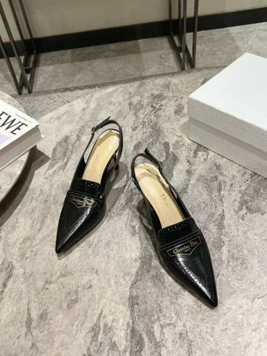 Dio*r 2025 spring/summer the latest Boy-D circle with perforated block style pointed high heel women's sandals star the same CD letter logo hardware buckle low heel hollowed out Mueller women's slippers market top high-end version