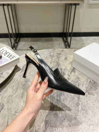 Dio*r 2025 spring/summer the latest Boy-D circle with perforated block style pointed high heel women's sandals star the same CD letter logo hardware buckle low heel hollowed out Mueller women's slippers market top high-end version