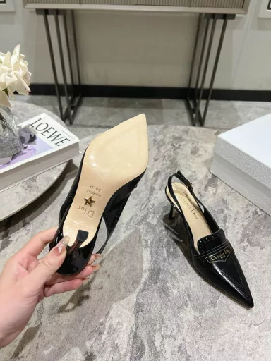 Dio*r 2025 spring/summer the latest Boy-D circle with perforated block style pointed high heel women's sandals star the same CD letter logo hardware buckle low heel hollowed out Mueller women's slippers market top high-end version