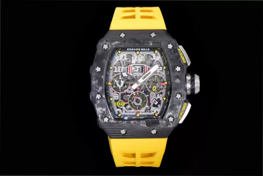 KV limited edition recommendation: Richard Mille men's series RM011-03Ti/1544 watch, stainless steel case, hollow dial, 7750 large calendar automatic mechanical chronograph.