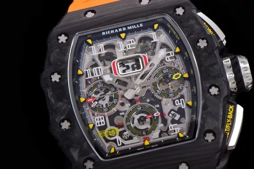 KV limited edition recommendation: Richard Mille men's series RM011-03Ti/1544 watch, stainless steel case, hollow dial, 7750 large calendar automatic mechanical chronograph.