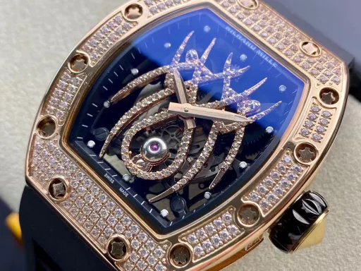 Richard Mille RM19-01 Equipped with original imported machinery, diamond-studded case 43*50mm, RM19 spider diamond face, waterproof tape with original folding buckle, the unique and exaggerated case and dial design is only for you with unique personality
