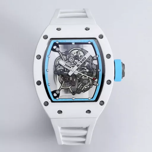 BBR RM0551⃣️Case: The white ceramic case is the same as the original. The chamfer details of the case are reduced to be exactly the same as the original, the bottom cover is reduced to see the light, and only the glass sees the light. The details are also one of the most correct versions at present! Upgrade a few details and it looks more like the original.2⃣️Movement: Redevelop the original RMUL2 integrated movement, and the balance wheel of the double barrel movement is clearly visible and moves. Say goodbye to the fake splint movement at first glance!3⃣️Watch diameter: The size is the same as the original 49.90X42.70 mm, and the thickness is 13.5MM4⃣️Watch mirror material: sapphire crystal mirror double anti-glare effect.5⃣️Watch strap material: natural rubber watch strap!6⃣️Watch buckle: original latest version folding buckleRichard Mille not only has exquisite watchmaking craftsmanship and is loyal to the spirit of traditional watches, but also advocates breaking through existing rules and regulations, exploring new heights of watchmaking craftsmanship, and integrating new elements of the new century into traditional craftsmanship. Comfortable, shock-resistant, durable, accurate and lightweight watches have become a 