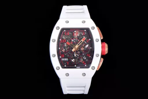 KV limited edition recommendation: Richard Mille men's series RM011-03Ti/1544 watch, stainless steel case, hollow dial, 7750 large calendar automatic mechanical chronograph.