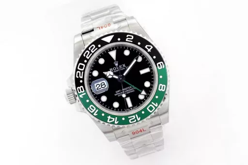 EW2022 new product, Greenwich left-handed Sprite bezel① Exclusively customized 3186 movement, can adjust the hour hand, can adjust the calendar by the hour hand, restore all the original functions, stable and reliable quality;② Bezel: high-tech integrated ceramic outer bezel, with platinum font;③ Case: size and thickness are consistent with the original, thickness is only 12.5;④ Lettering: top Swiss ice blue luminous, polished letter nails, color matching;⑤ Glass: sapphire glass with 2.5 times magnifying glass effect, transparent glass;⑥ Steel strap: 904 stainless steel strap, each strap fits perfectly with the lugs, giving the wrist the highest comfort;EW products must be fine products, and every extreme detail is the sincerity of the EW factory's ingenuity development;
