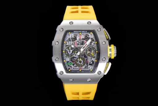 KV limited edition recommendation: Richard Mille men's series RM011-03Ti/1544 watch, stainless steel case, hollow dial, 7750 large calendar automatic mechanical chronograph.