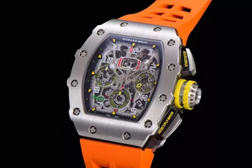 KV limited edition recommendation: Richard Mille men's series RM011-03Ti/1544 watch, stainless steel case, hollow dial, 7750 large calendar automatic mechanical chronograph.