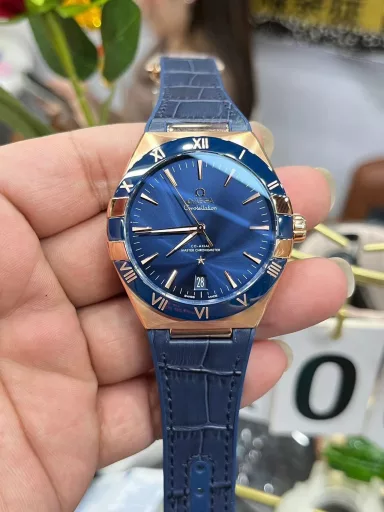 VS Omega Constellation Tape Model/41mm/Blue Face Full Rose Gold/8900 Coaxial Movement