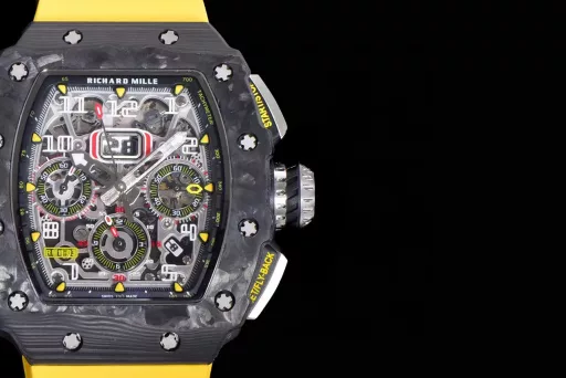 KV limited edition recommendation: Richard Mille men's series RM011-03Ti/1544 watch, stainless steel case, hollow dial, 7750 large calendar automatic mechanical chronograph.