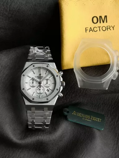 OM: Audemars Piguet Royal Oak 26331ST.OO.1220ST.01 watch, stainless steel bracelet case, blue panda dial, equipped with 2385 automatic mechanical chronograph, 41 mm.