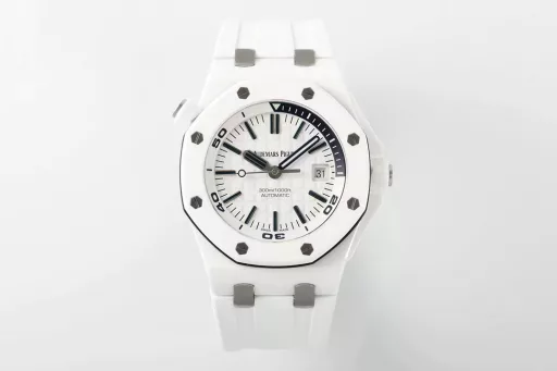 ZF factory creates a new ceramic art to create the ultimate black and white diving sports watch Audemars Piguet Royal Oak Offshore Series 15707 Series[Case] ​​42MM black and white ceramic is fired at high temperature and high pressure, with strong lines and fashionable colors, which is refreshing. The surface of the ceramic is brushed, making the appearance more tough and gorgeous, and continuing the consistent waterproof performance of the Royal Oak Offshore, ensuring reliability in diving sports. The diving timing display is a two-layer bezel inside the dial, which is controlled by the crown at 10 o'clock, and the crown at 3 o'clock controls the winding and adjustment time. Both are screw-in structures.[Dial] Decorated with the brand's traditional 