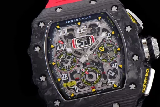 KV limited edition recommendation: Richard Mille men's series RM011-03Ti/1544 watch, stainless steel case, hollow dial, 7750 large calendar automatic mechanical chronograph.