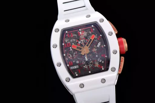 KV limited edition recommendation: Richard Mille men's series RM011-03Ti/1544 watch, stainless steel case, hollow dial, 7750 large calendar automatic mechanical chronograph.
