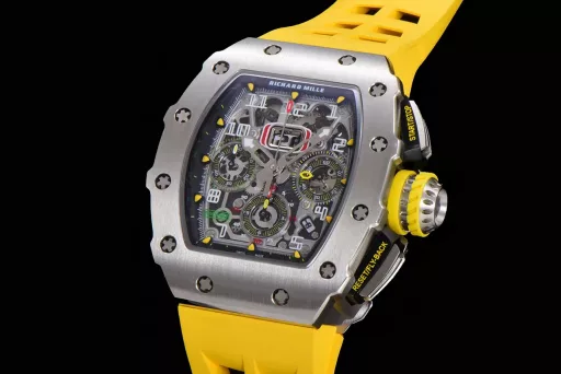 KV limited edition recommendation: Richard Mille men's series RM011-03Ti/1544 watch, stainless steel case, hollow dial, 7750 large calendar automatic mechanical chronograph.