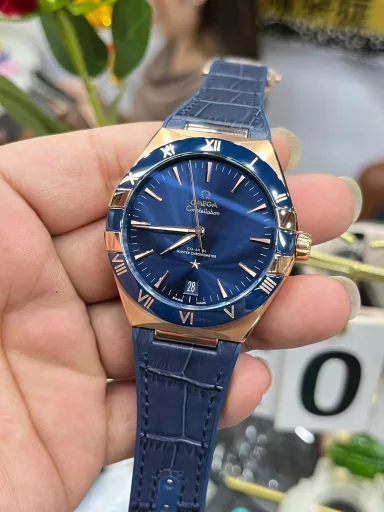 VS Omega Constellation Tape Model/41mm/Blue Face Full Rose Gold/8900 Coaxial Movement